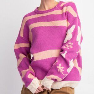 058.WAVE PATTERNED KNIT SWEATER TOP